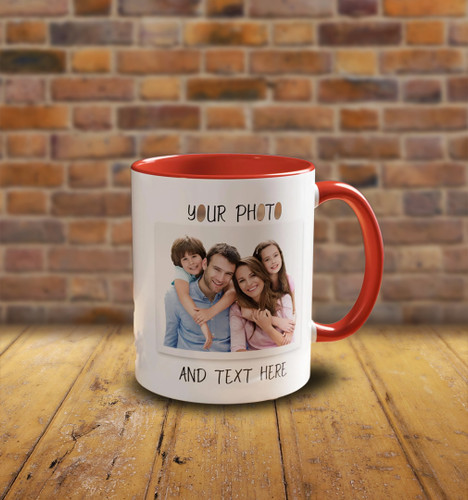 چاپ لیوان دسته و داخل قرمز با طرح دلخواه