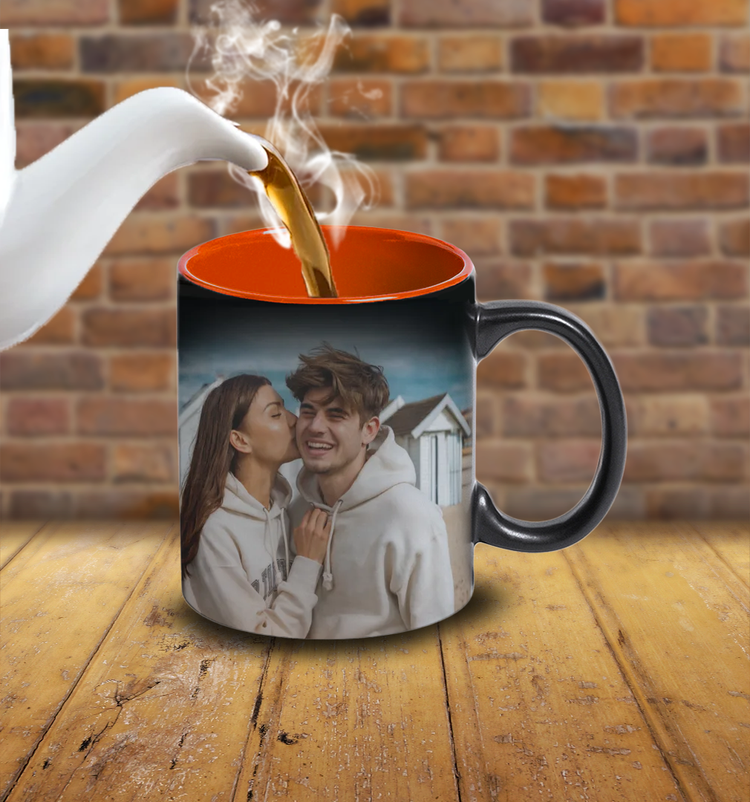 چاپ لیوان جادویی (حرارتی) داخل نارنجی با طرح دلخواه شما