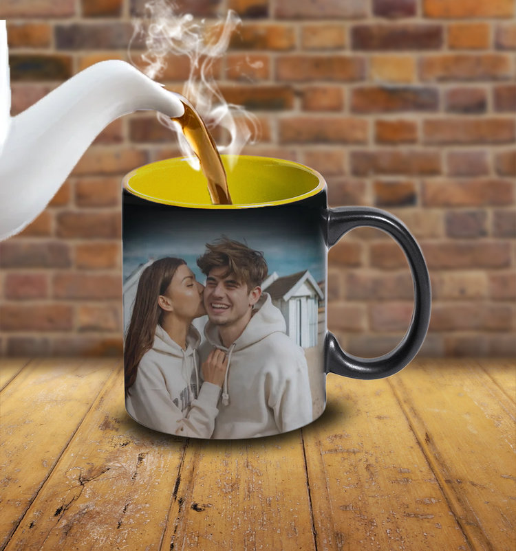 چاپ لیوان جادویی (حرارتی) داخل زرد با طرح دلخواه شما