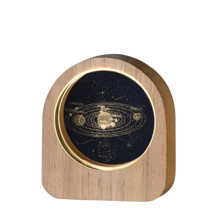 گوی کریستال چوبی مدل منظومه شمسی